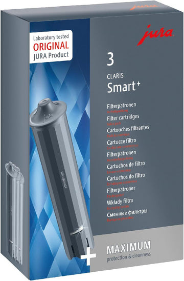 JURA Original - Claris Smart+ Filter Cartridge with Automatic Filter Detection - TÜV-Certified Hygiene - Pack of 3 - 24233, Grey